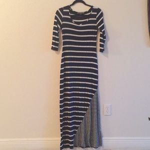 Blue and White Striped Finn Clover Maxi Dress